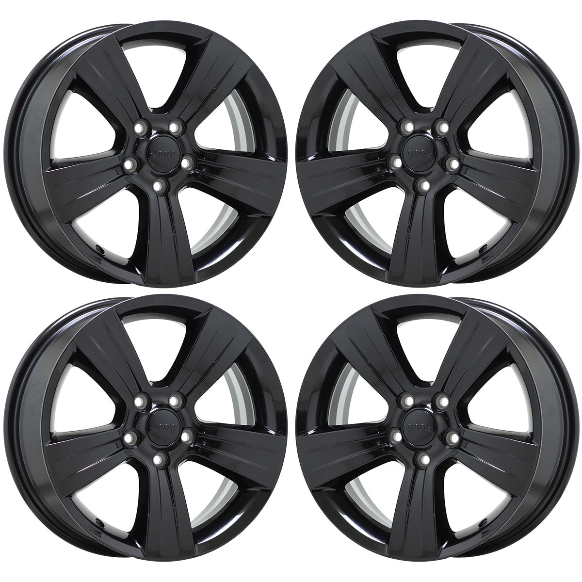 17" Jeep Compass Patriot Gloss Black wheels rims Factory OEM set 2380